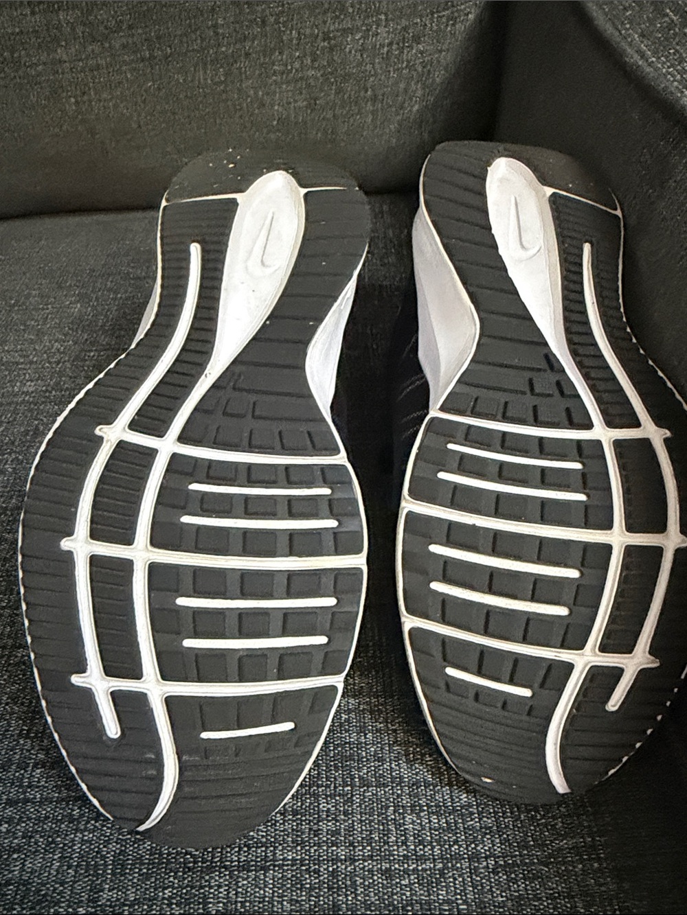 Nike Black and White Running Shoe with Striped Swoosh - Picture 4 of 5